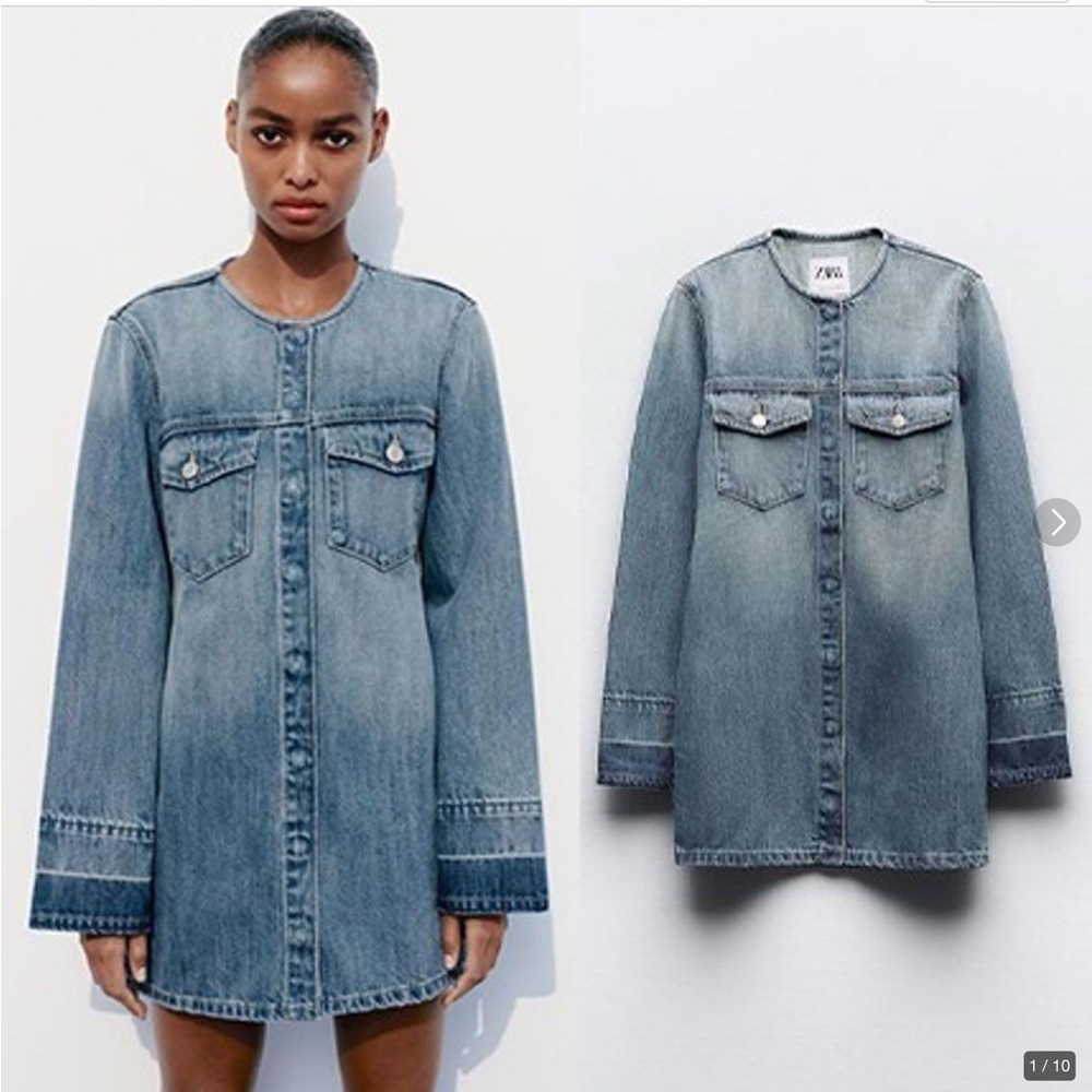 ZARA denim button up short dress size extra small